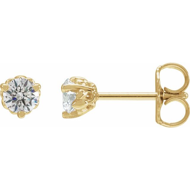 14K Yellow Fleur-de-Lis Earrings with 1/3 CTW Lab-Grown Diamonds - LG140