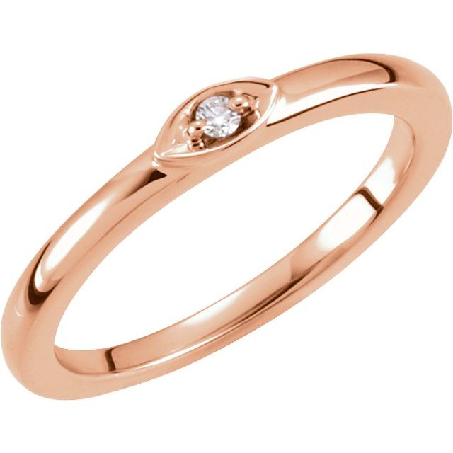 14K Rose .02 CTW Natural Diamond Stackable Ring