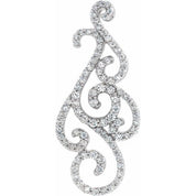 14K White 3/4 CTW Natural Diamond Scroll Pendant