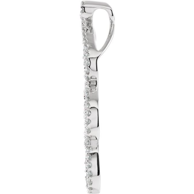 14K White 3/4 CTW Natural Diamond Scroll Pendant