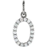 14K White .08 CTW Natural Diamond Numeral 0 Charm