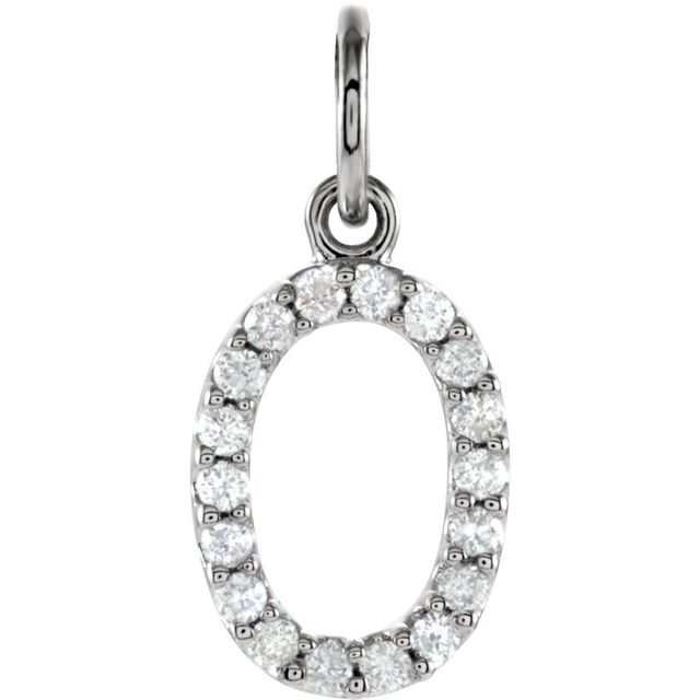 14K White .08 CTW Natural Diamond Numeral 0 Charm