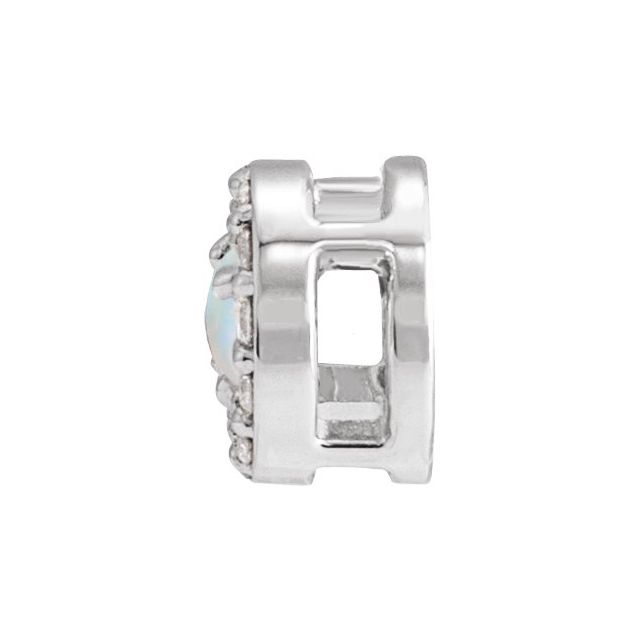 Sterling Silver Cabochon Natural White Opal & .06 CTW Natural Diamond Halo-Style Pendant