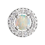 Sterling Silver Cabochon Natural White Opal & .06 CTW Natural Diamond Halo-Style Pendant