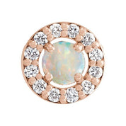 14K Rose Cabochon Natural White Opal & .06 CTW Natural Diamond Halo-Style Pendant