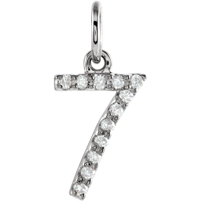 14K White .05 CTW Natural Diamond Numeral 7 Charm