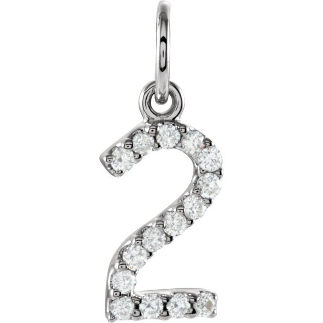 14K White .07 CTW Natural Diamond Numeral 2 Charm - 68054:60002:P