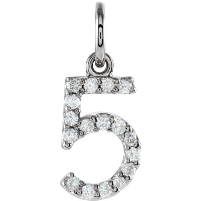 14K White Gold .08 CTW Natural Diamond Numeral 5 Charm - 68054:60005:P