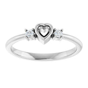 Sterling Silver 3x3 mm Heart .06 CTW Natural Diamond Semi-Set Ring