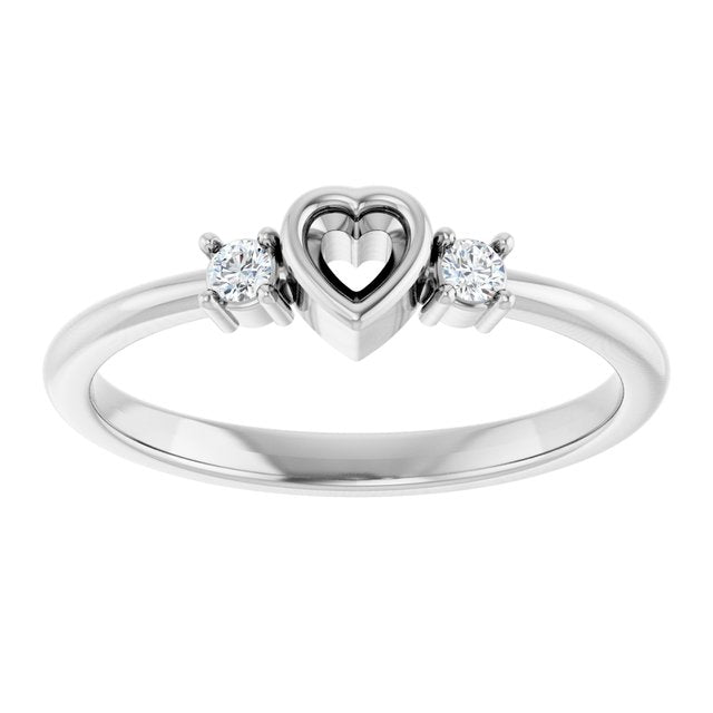 Sterling Silver 3x3 mm Heart .06 CTW Natural Diamond Semi-Set Ring