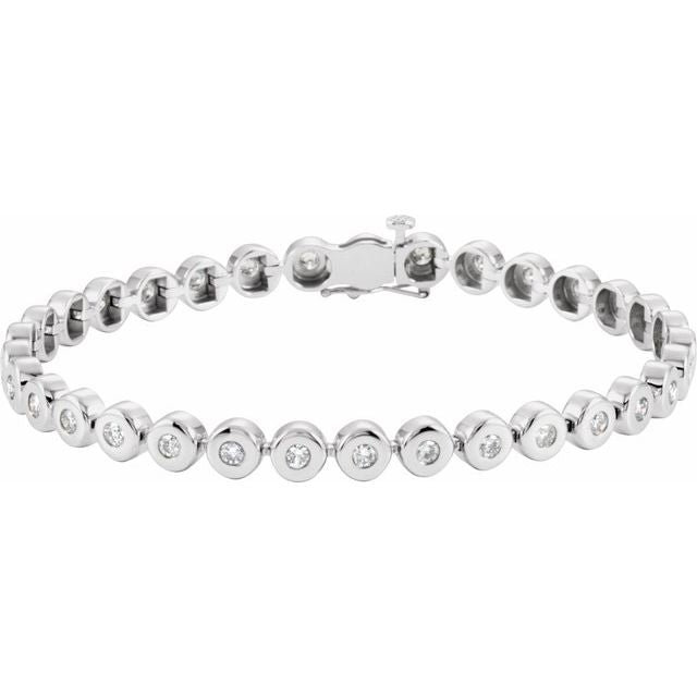 14K White 2 CTW Natural Diamond Bezel-Set Line 7" Bracelet