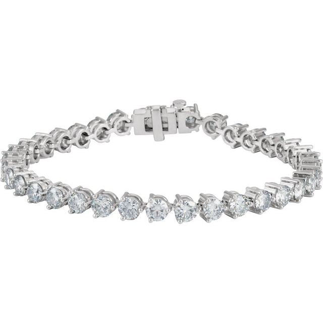 18K White 12 CTW Natural Diamond Line 7 1/4" Bracelet
