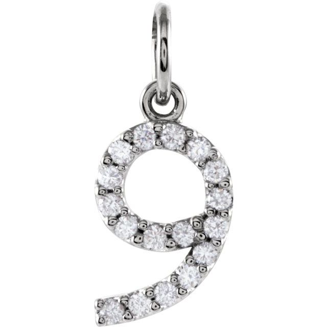 14K White Gold .08 CTW Natural Diamond Numeral 9 Charm - 68054:60009:P