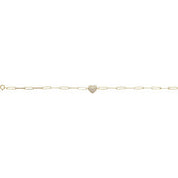 14K Yellow 1/3 CTW Natural Diamond Heart & Paperclip-Style 7" Bracelet