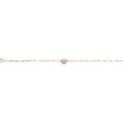 14K Rose 1/3 CTW Natural Diamond Heart & Paperclip-Style 7" Bracelet