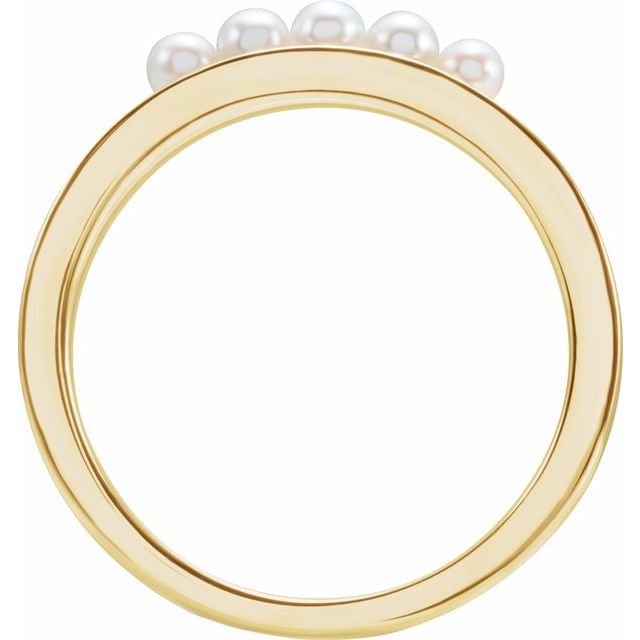 14K Yellow Cultured White Seed Pearl Stackable Ring