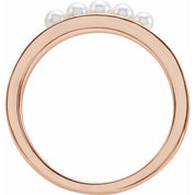 14K Rose Cultured White Seed Pearl Stackable Ring