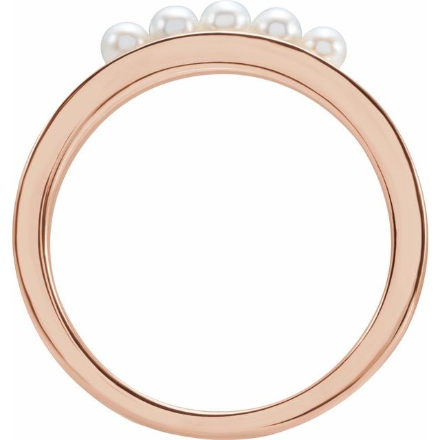 14K Rose Cultured White Seed Pearl Stackable Ring