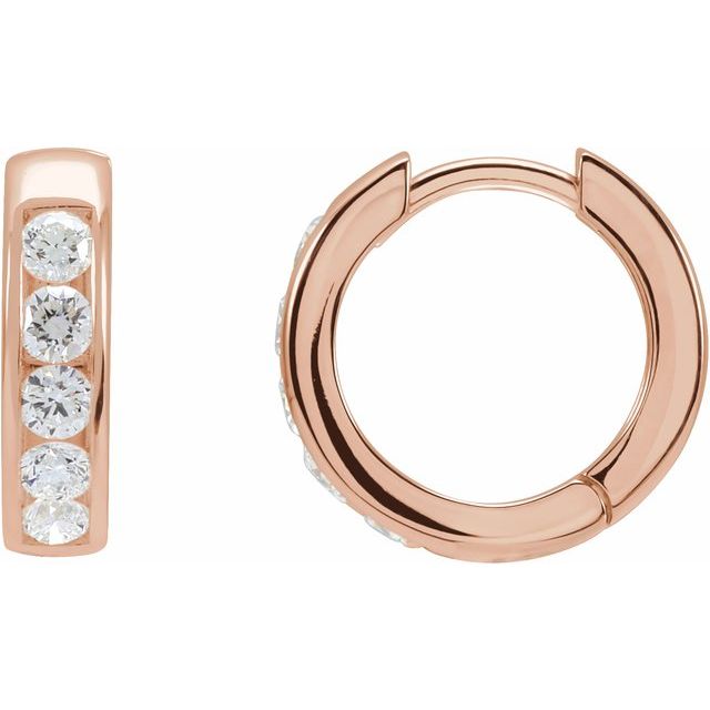 14K Rose 5/8 CTW Lab-Grown Diamond 14 mm Hinged Hoop Earrings - LG124