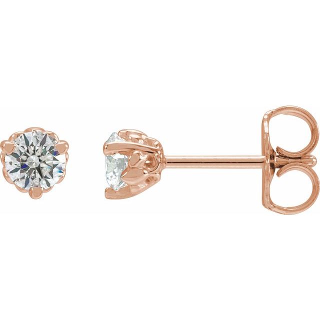 14K Rose Lab-Grown Diamond Fleur-de-Lis Earrings - 1/3 CTW
