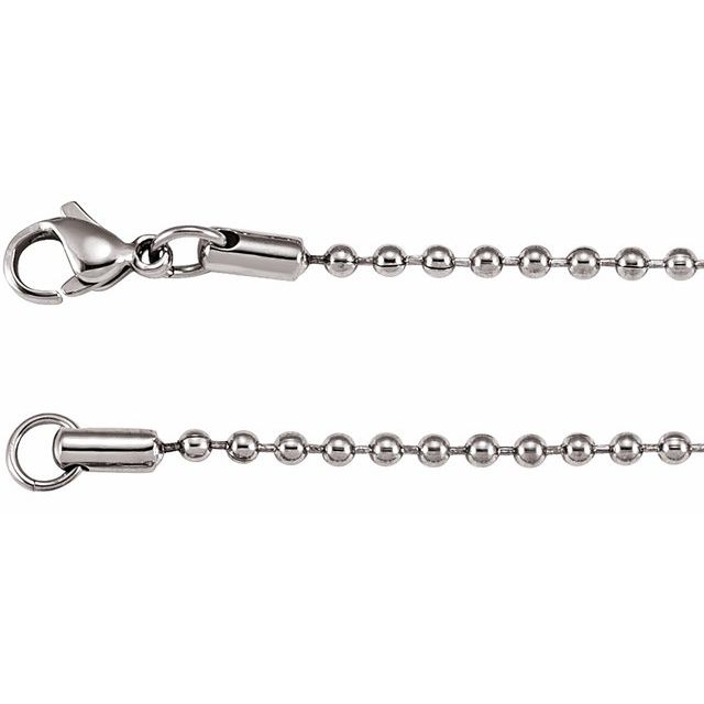 Stainless Steel 2.4 mm Hollow Bead 18" Chain