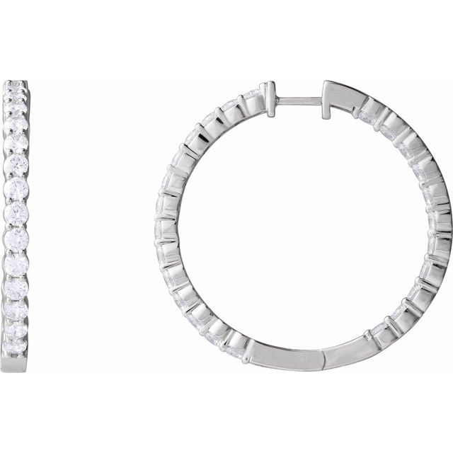 14K Diamond Hoop Earrings, Hinged Series 653631