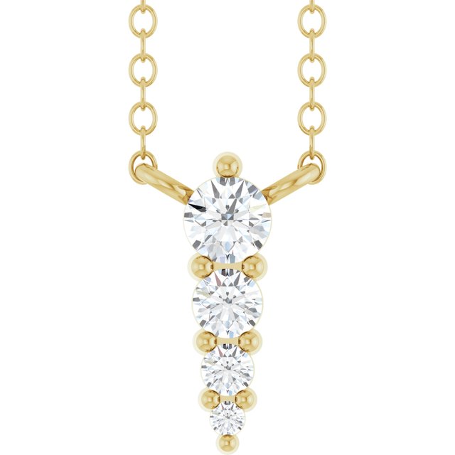 14K Yellow 1/8 CTW Natural Diamond Graduated 18" Necklace