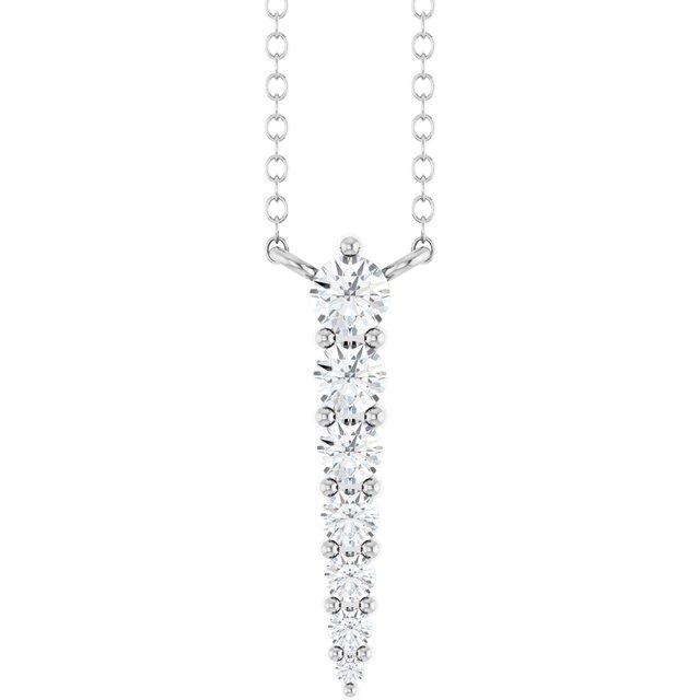 14K White 1/6 CTW Lab-Grown Diamond Graduated 18" Necklace