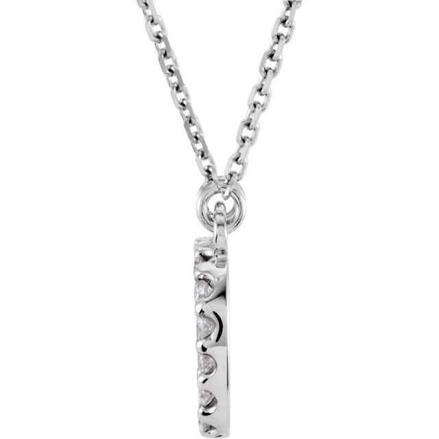 14K White 1/8 CTW Natural Diamond Initial D 16" Necklace