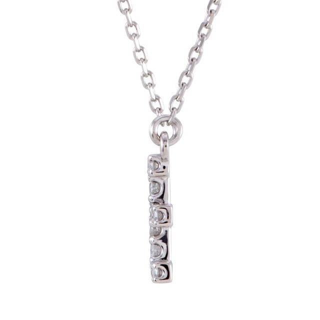 14K White 1/8 CTW Natural Diamond Initial E 16" Necklace