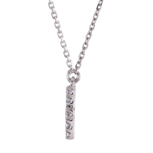 14K White 1/8 CTW Natural Diamond Initial F 16" Necklace