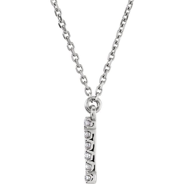 14K White .08 CTW Natural Diamond Initial I 16" Necklace