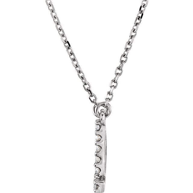 14K White .08 CTW Natural Diamond Initial L 16" Necklace