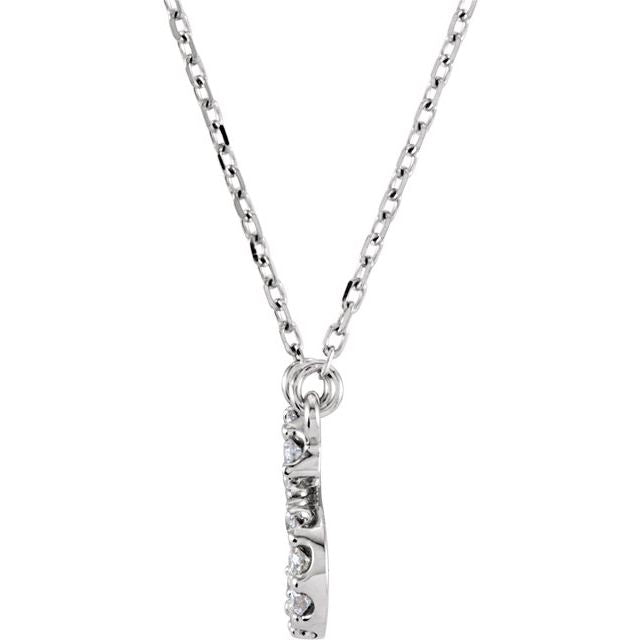 14K White 1/8 CTW Natural Diamond Initial A 16" Necklace