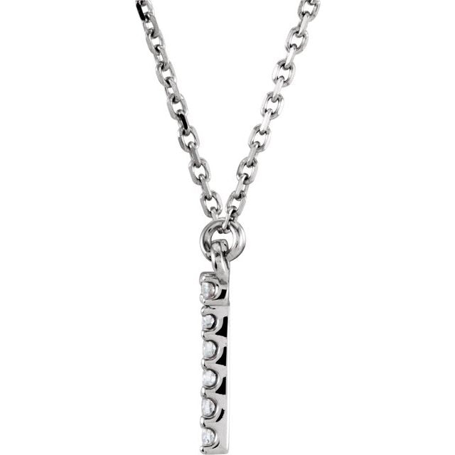 14K White 1/10 CTW Natural Diamond Initial T 16" Necklace
