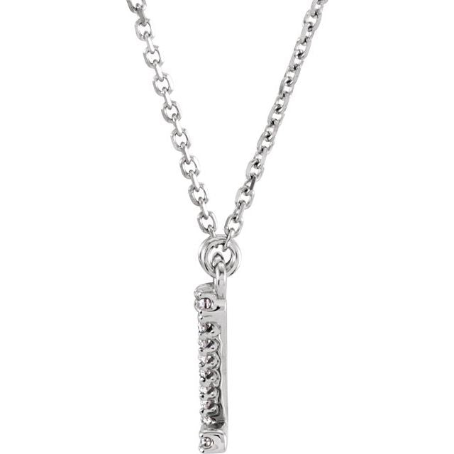 14K White .08 CTW Natural Diamond Initial Z 16" Necklace