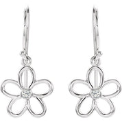 Sterling Silver .06 CTW Natural Diamond Flower Earrings