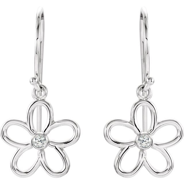 Sterling Silver .06 CTW Natural Diamond Flower Earrings