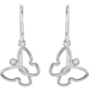 Sterling Silver .04 CTW Natural Diamond Butterfly Earrings