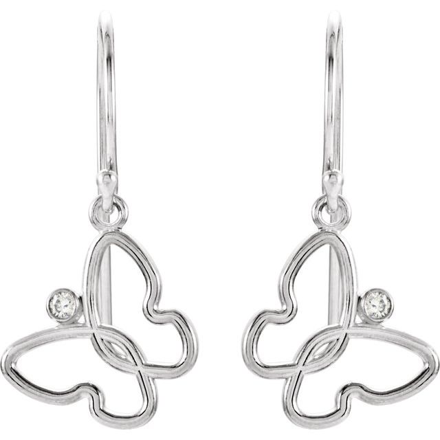 Sterling Silver .04 CTW Natural Diamond Butterfly Earrings