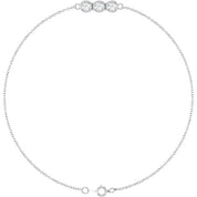 Sterling Silver 1/4 CTW Lab-Grown Diamond Three-Stone Line  7" Bracelet