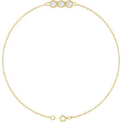 14K Yellow 1/4 CTW Natural Diamond Three-Stone Line  7" Bracelet