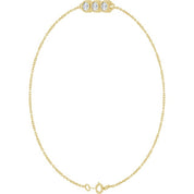 14K Yellow 1/4 CTW Natural Diamond Three-Stone Line  7" Bracelet