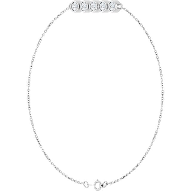 14K White 1/2 CTW Natural Diamond Five-Stone Line  7" Bracelet