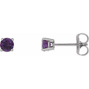 Sterling Silver 4 mm Natural Amethyst Stud Earrings