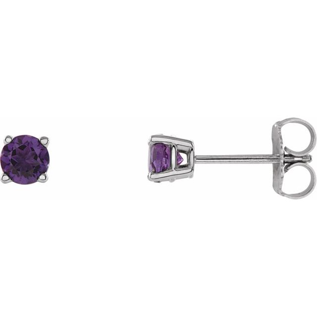 Sterling Silver 4 mm Natural Amethyst Stud Earrings