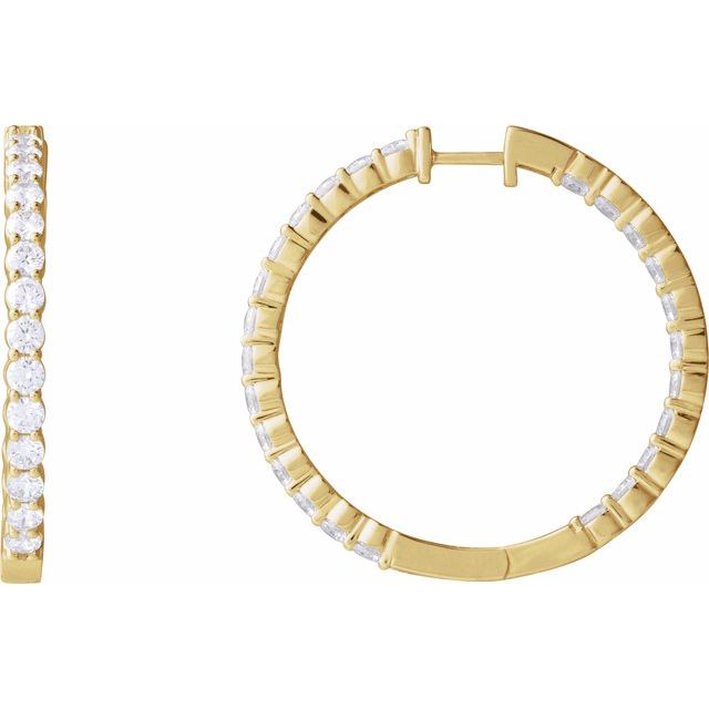 14K Diamond Hoop Earrings, Hinged Series 653631