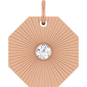 14K Rose .06 CT Natural Diamond Medallion Pendant