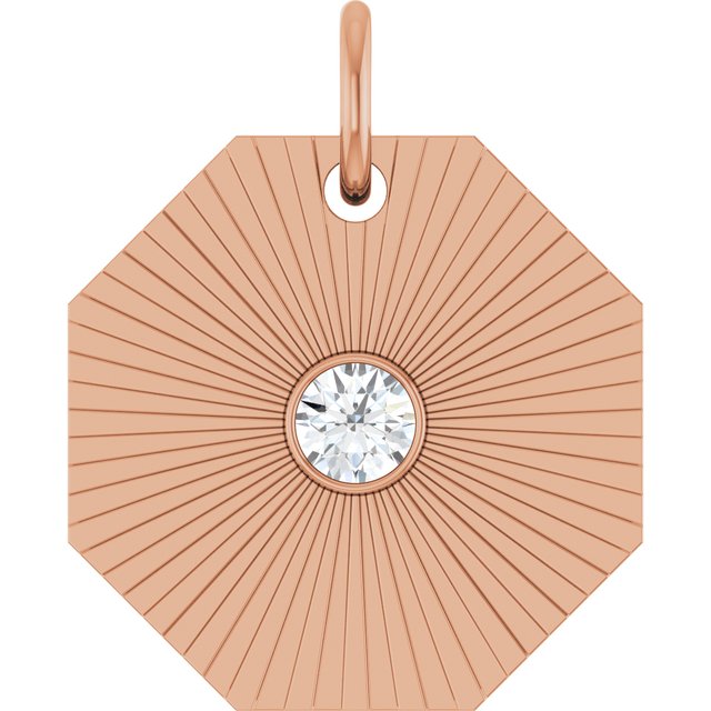 14K Rose .06 CT Natural Diamond Medallion Pendant