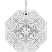 14K White .06 CT Natural Diamond Medallion Pendant
